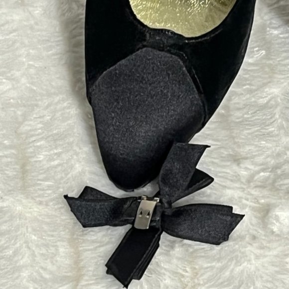Vintage CHANEL Black Velvet Pumps With Satin Trim And Removable Bow Size EU 37.5 - Picture 8 of 15
